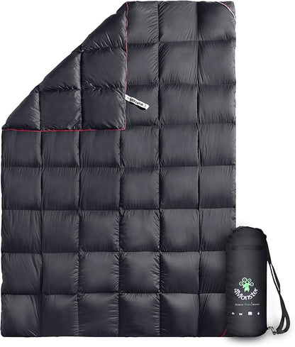 4Monster Down Camping Blanket - Outdoor Travel Quilt Puffy 650 Fill, Packable, Lightweight,Wind & Waterproof | Ideal for Stadium, Backpacking,Picnics, Beach and Hiking