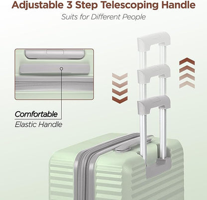 SHOWKOO Luggage Sets 3 Piece Hardside Expandable Suitcase with Double Spinner Wheels Tsa Lock Cyan (20in/24in/28in)