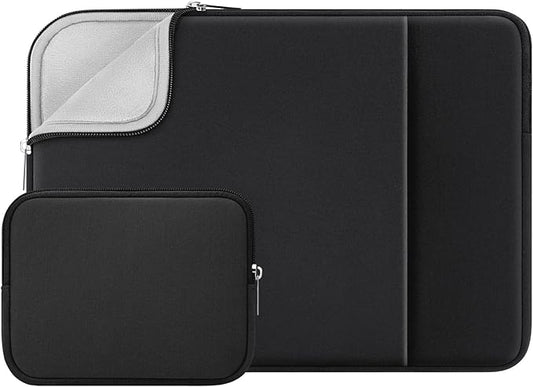 RAINYEAR 13 Inch Laptop Sleeve Compatible 13.3" MacBook Air/Pro M1 M2 M3 M4 A3240 A3113 A2681 A2337 A1932 A2179 A2338 A1706 A1708 Case Bag with Front Pocket Accessories Pouch (Black, Upgraded Version)
