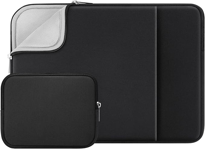 RAINYEAR 16 Inch Laptop Sleeve Soft Case with Front Pocket & Accessories Pouch,Specially Compatible with 16" MacBook M1 M2 M3 M4 A2141 A2485 A2780 A2991 A3403 A3186 (Black,Upgraded Version)