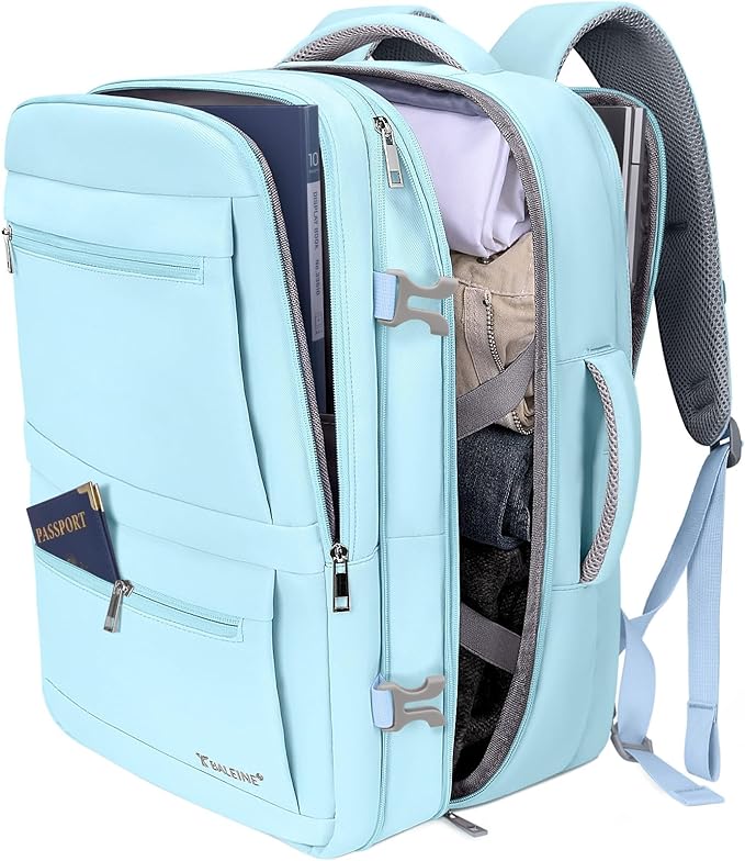 BALEINE Travel Backpack for Women Men, Large Sturdy Carry On Laptop Backpack Gifts for Business, Casual, Weekender, Hiking (XL, Light Blue)