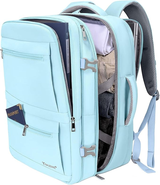 BALEINE Travel Backpack for Women Men, Large Sturdy Carry On Laptop Backpack Gifts for Business, Casual, Weekender, Hiking (XL, Light Blue)