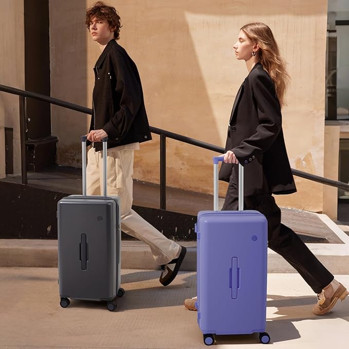 mixi 24'' Plus Trunk Luggage Medium Checked Luggage PC Hard Shell Rolling Travel Suitcases with Spinner Wheels & TSA Lock, Dreamy Purple