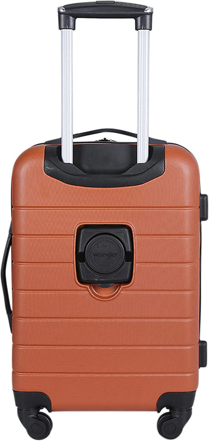 Wrangler Smart Luggage Set with Cup Holder and USB Port, Burnt Orange, 3 Piece