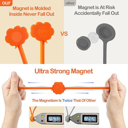 SOOOEC Snap On Magnetic Cable Ties, 32 Pack 7.2" Magnetic Cord Organizer Cute Cloud Design, Silicone Twist Ties with Strong Magnet for Bundling and Cable Management, Fridge Magnets, Assorted Colors.