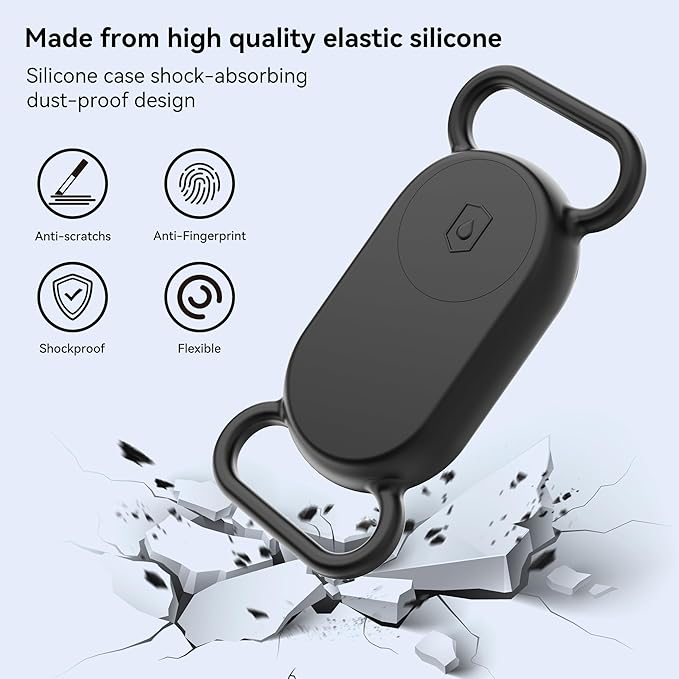 Dog Collar Holder(2 Pack) for Galaxy Smarttag2, Waterproof Silicone Case for Pet Cat, Anti-Lost Scratch Resistant Protective Cover Accessory for Samsung Galaxy Smart tag2 (Black)
