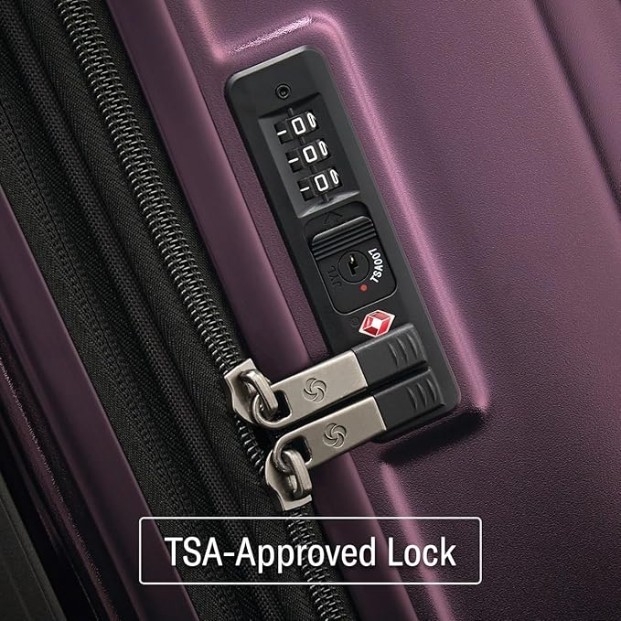 Samsonite Octiv Lightweight Hardshell 24-Inch Medium Checked Luggage- Durable Impact Resistant, 360° Aero Trac Spinner Wheels, Adjustable Telescopic Handle, Expandable, TSA Approved Lock - Purple