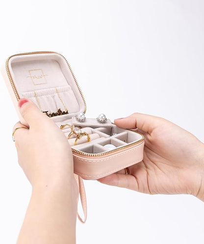 Angelina's Palace Personalized Jewelry Case with Name Engraved,Custom Leather Travel Jewelry Organizer Box for Rings,Earrings,Necklaces,Birthday Bridesmaid Gift For Women