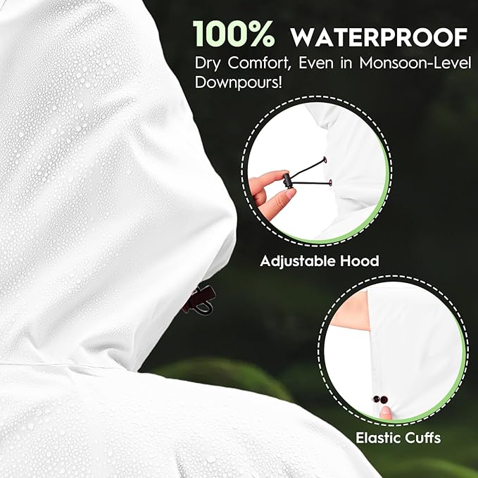 Bruvoalon 3-in-1 Rain Poncho with 1/4 Zip & Chest Pocket, Waterproof, Sunshade, Ground Mat for Adults & Youth Emergency