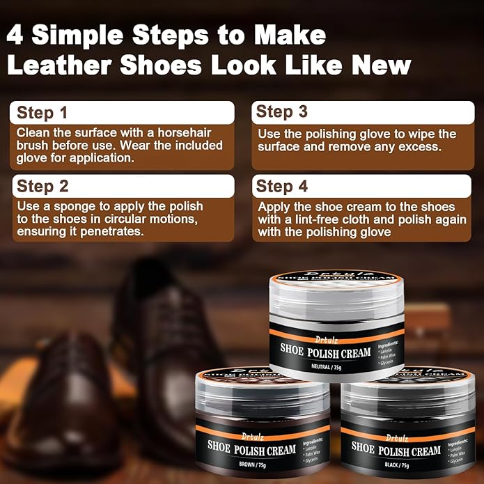 15Pcs Shoe Care Kit, Shoe Polish Brush Cleaning Kit Black Brown Neutral Oil Gentle Care for Shoes, Leather Boots Care Shoe Shine Kit with Men & Women