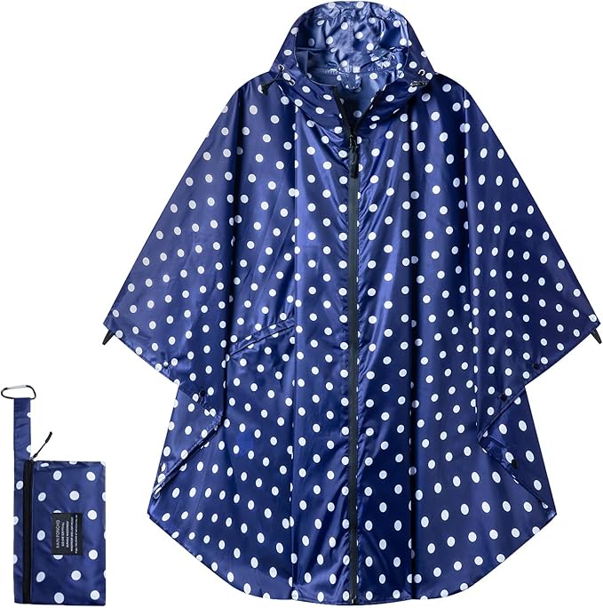 Hooded Rain Ponchos for Adult - Rain Coat and Rain Jacket with Waterproof Pocket and Zipper