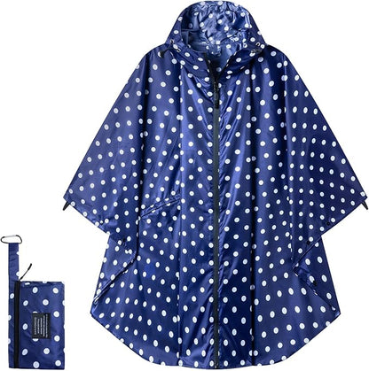 Hooded Rain Ponchos for Adult - Rain Coat and Rain Jacket with Waterproof Pocket and Zipper