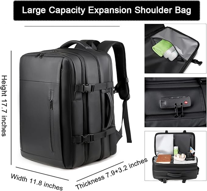 Vacuum Backpack Travel with Pump,60L Expandable Backpack with Lock,Multifunctional Portable Storage Commuter Backpack