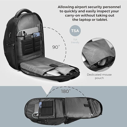 Swissdigital Design Men's Travel Laptop Backpack, TSA Friendly USB Charging RFID Protection Backpack for College and Business, Fits 17" Laptops Black | SD1644FB-01