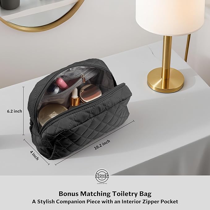 STOVER Women’s Convertible Garment Duffel Bag for Travel – 2-in-1 Carry-On Weekender/Overnight Tote - Wrinkle-Free Dresses, Hanging Suits & Clothes Plus Shoe Compartment & Bonus Toiletry Bag (Black)