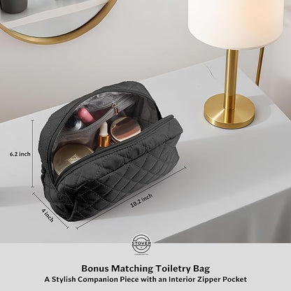 STOVER Women’s Convertible Garment Duffel Bag for Travel – 2-in-1 Carry-On Weekender/Overnight Tote - Wrinkle-Free Dresses, Hanging Suits & Clothes Plus Shoe Compartment & Bonus Toiletry Bag (Black)