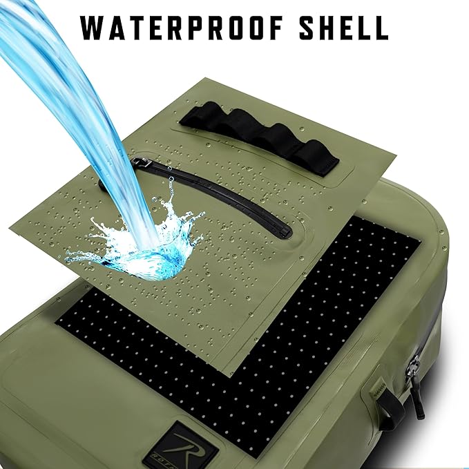 Rothco Waveguard Waterproof Backpack – Dry Storage Bag Hiking Boating Kayaking Canoeing Travel Beach Sack - Black