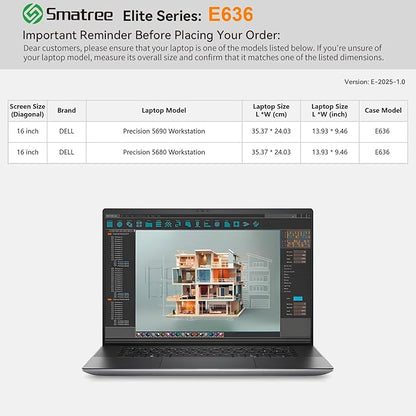 Smatree Laptop Sleeve for 16 inch DELL Precision 5690/5680 Workstation, Protective Laptop Case with Accessory Pocket, YKK Zipper, Patented Super-Corner Design(E636)