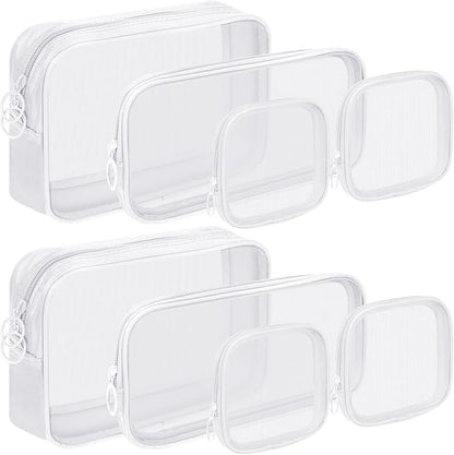 8 Pcs Mesh Makeup Bag Nylon Zipper Pouch Clear Small Mesh Bags Travel Toiletry Bag Makeup Brush Holder Purse Organizer Pouches (White, Small, Large, Medium)