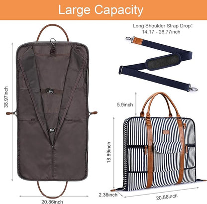 S-ZONE Carry on Garment Bag for Business Travel Canvas Leather Men Suit Cover