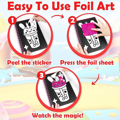 FUNNYB&G Foil Art Craft for Kids - Christmas Crafts Gift Party Favors Stocking Stuffers for Kids Fun Art Supplies Creative Birthday Gift Travel Toys for Girls Boys 4 5 6 7 8 9 Years Old (Food)