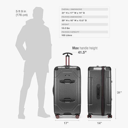 Traveler's Choice Maxporter II 30" Hardside Spinner Trunk Luggage, TSA Lock, Gray