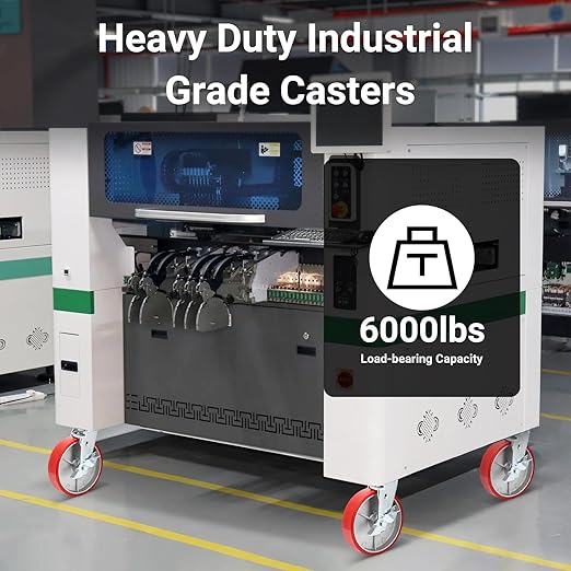 Nefish 8 Inch Heavy Duty Industrial Grade Casters Wheels, Aluminum Core PU Castor Set of 4, Durable Plate Swivel Casters with Brake 6000 LBS, Anti-Corrosion Wheels for Industrial, Equipment
