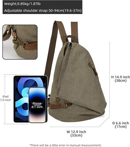 KL928 Canvas Vintage Backpack – Large Casual Daypack Outdoor Travel Rucksack Hiking Backpacks for Men Women