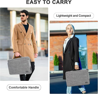 16.1/15.6 Inch Portable Monitor Case, 15.6 inch Laptop Protective Carrying Cover with PU Handle, Large Accessory Pocket and Water Resistant for Travel Monitor Bag Display Screen Sleeve, Gray