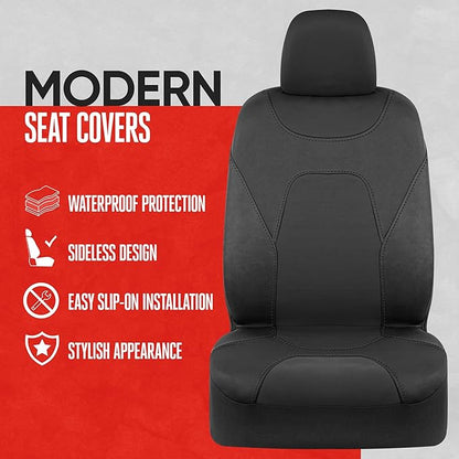 Motor Trend Waterproof Car Seat Covers Full Set – Black Seat Covers for Car Front & 60/40 Split Back Bench - Carseat Cover for Trucks, SUV, Vans - Universal Fit for Most Regular Size Vehicles