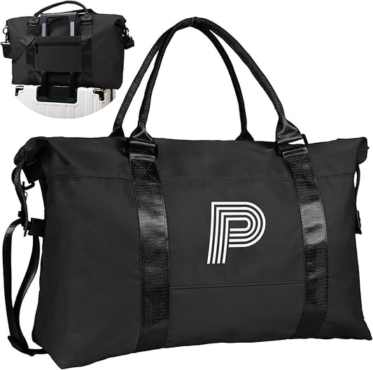 Teen Girl Gift - Initial Travel Duffel, Gym Bag, Personalized Weekender, Monogram Overnight Bag for Best Friend, Niece Birthday Gifts (Letter P)