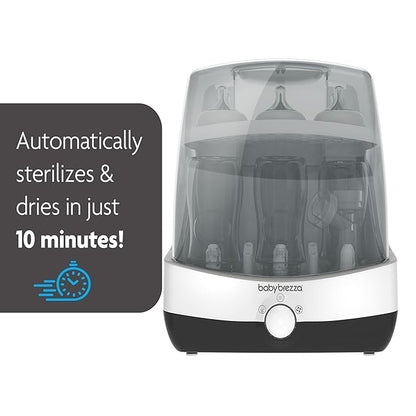 Baby Brezza Superfast 10 Minute Baby Bottle Sterilizer + Dryer - 75% Faster – Universal Electric Steam Sterilization for All Bottles, Pacifiers + Breast Pump Parts