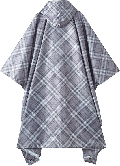 PTEROMY Hooded Rain Poncho for Adult with Pocket, Waterproof Lightweight Unisex Raincoat for Hiking Camping Emergency