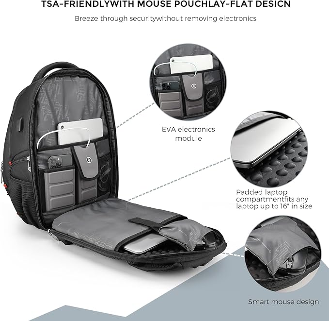 Swissdigital Design Men's Laptop Backpack for Man，Large Capacity Business Travel Backpack Black/Brown | J14-32