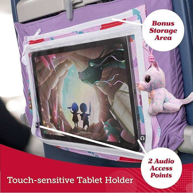 Lusso Gear Airplane Tray Cover - Pockets & Tablet Holder Toddler Travel Essentials - Washable Hygienic Mat Kids Travel Essentials - Activity Mat for Toddler Plane Activities - Mermaids Pattern