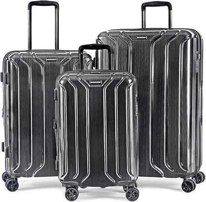 NONSTOP New York Elite Luggage Expandable Lightweight Spinner Wheels hard side shell Travel Suitcase Set, TSA Lock, Double USB Port, 3 packing cubes, Charcoal, 3-piece Set (20/24/28)