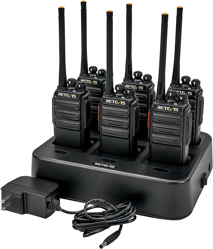 Retevis H-777S Walkie Talkies Long Range,Heavy Duty Portable FRS Two-Way Radios, Hands Free,Safe Call,Rugged Commercial 2 Way Radios with Gang Charger,for Warehouse, Churches,Jobsite(6 Pack)