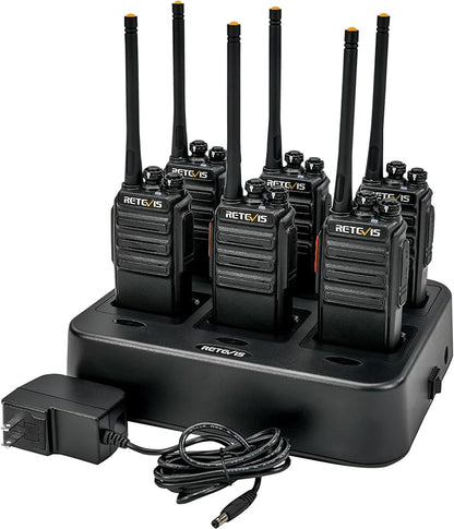 Retevis H-777S Walkie Talkies Long Range,Heavy Duty Portable FRS Two-Way Radios, Hands Free,Safe Call,Rugged Commercial 2 Way Radios with Gang Charger,for Warehouse, Churches,Jobsite(6 Pack)