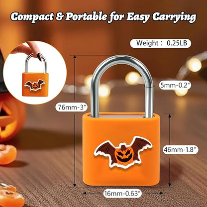 UMIKSMART Padlock, Keyless Fingerprint Padlock with USB Charging, Gym Lockers, School Lockers, Luggage, Storage Boxes, Cabinets, Backpack, Halloween Gifts(Spooky Orange)