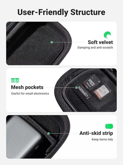 UGREEN Electronics Organizer Travel Case Cable Organizer Bag Waterproof Portable Storage Pouch for Charger, Cables, USB Flash Drive, Power Bank, Memory Card, Travel Accessories Black