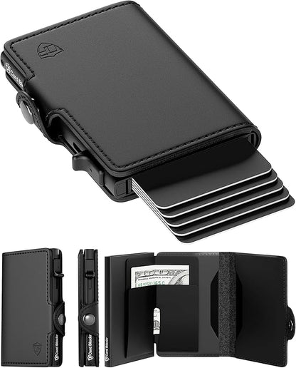 Conceal Plus Mens Wallet Credit Card Holder, Smart Pop Up RFID Wallet, Slim Minimalist Leather Front Pocket Card Case, Compact Travel Wallet RFID Blocking, Holds 4-6 Standard Cards Plus Cash & ID