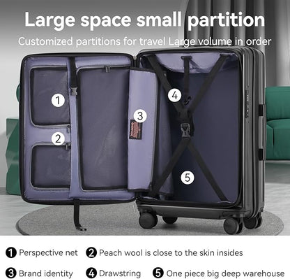 ROAMING Luggage Sets Hard shell Suitcase Top Opening Expandable with Wheels, Sturdy Large Suitcase Tsa Lock 20 Inch Carry on 28 Inch Checked Luggage, 2-Piece Set (20/28) for Travel Woman Men. Black