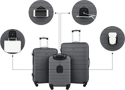 Wrangler Smart Luggage Set with Cup Holder and USB Port, Quiet Shade, 3 Piece