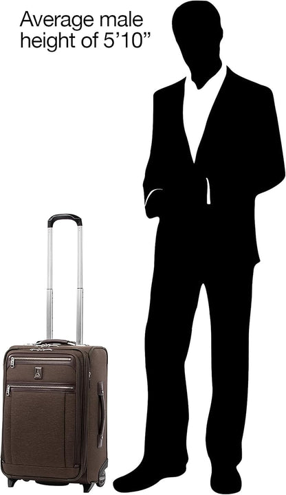 Travelpro Platinum Elite Softside Expandable Carry on Luggage, 2 Wheel Upright Suitcase, USB Port, Men and Women, Rich Espresso, Carry On 22-Inch