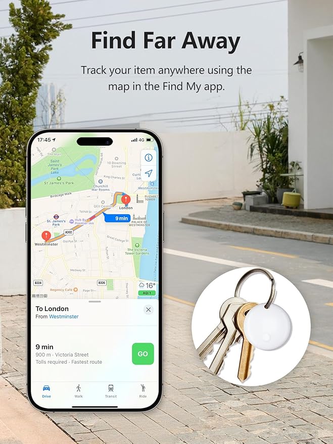 Tracker Tags, Item Finder Work with Apple Find My (iOS Only), Tracking Device Locator Smart Tag for Luggage, Keys, Wallet, Bike, Bags (White, 1 Pack)