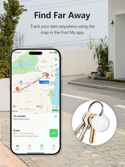 Tracker Tags, Item Finder Work with Apple Find My (iOS Only), Tracking Device Locator Smart Tag for Luggage, Keys, Wallet, Bike, Bags (White, 1 Pack)