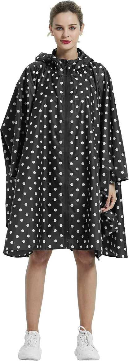 Rain Poncho Jacket Coat Hooded Zipper Style for Women/Men/Adult with Pocket