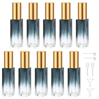 Segbeauty 10ML Perfume Bottles Empty, Set of 10 Mini Travel Refillable, Glass Spray Bottle Atomizer Portable Leak-proof Sprayer for Dispensing Fragrance Toiletries Cosmetic, Gradient Blue-gold