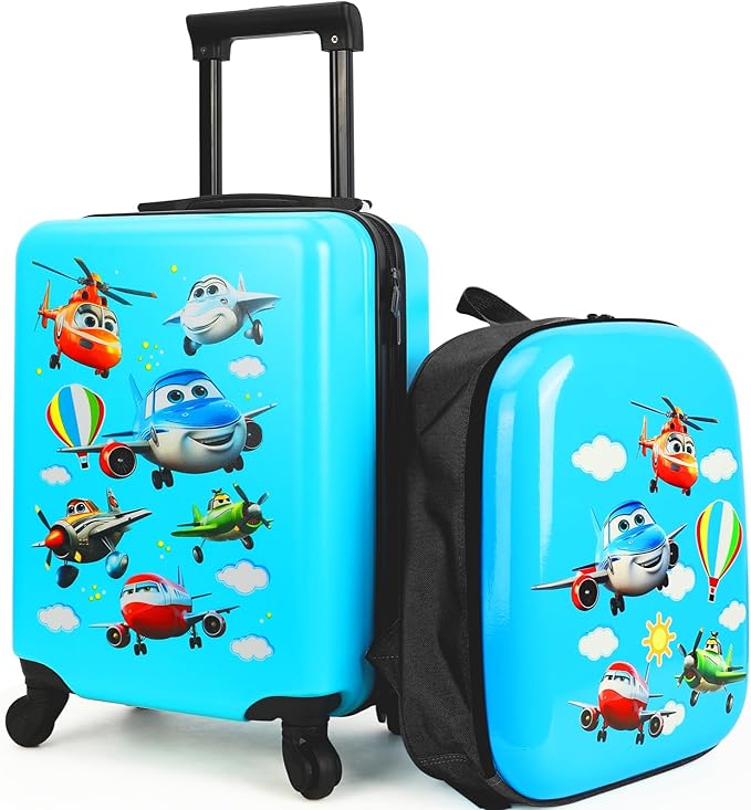 emissary Kids Luggage With Wheels,Suitcases For Boys, Airplane Luggage Set, Kids Carry on Luggage with Wheels, Toddler Rolling Suitcase