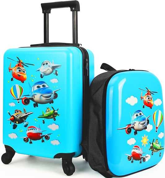 emissary Kids Luggage With Wheels,Suitcases For Boys, Airplane Luggage Set, Kids Carry on Luggage with Wheels, Toddler Rolling Suitcase